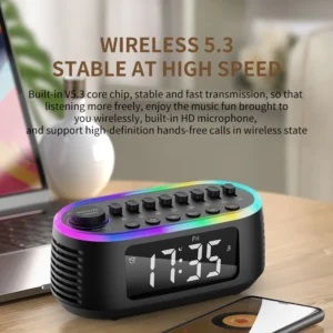 20W Wireless Portable Speaker White Noise Sleep Sound Machine 8 Relaxing Nature Sounds with LED Alarm Clock Audio Function T13