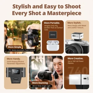 Local Stock Zeniko XF04 ZF08 Mini Camera Flash Light Rechargeable On-camera Pocket Flash Light for Ricoh GR3 Fuji XM5 Sony ZVE10