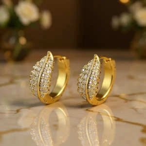 Feather Hoop Earrings Channel Set Womens Everyday Fashion Jewelry