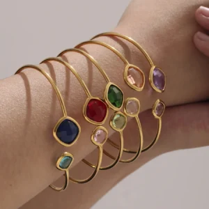 OS-High Quality Stainless Steel Zircon Bracelets Waterproof Gold Plated Factory Wholesale Low MOQ Fashion Jewelry Bangles