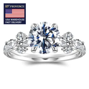 Provence Moissanite DEF VVS Diamond Wedding 925 Sterling Silver Ring