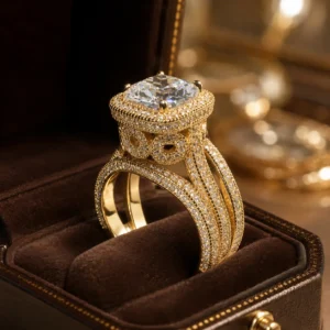 Luxury Crown Round Ring Set for Women Sparkling Elegant Finger Jewelry