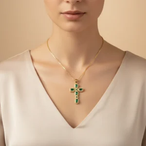 Natuna Fashion Jewelry Design Zircon Pendant Women’s Cross Copper Personalized Necklace