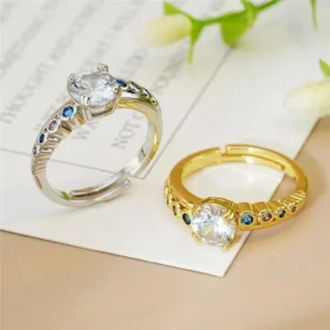 Simple four-claw monolithic ring, elegant sparkling style fashion jewelry, suitable for daily wear