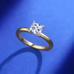 1.2 CTW Elegant Princess Cut Solitaire S925 Moissanite Ring for Women