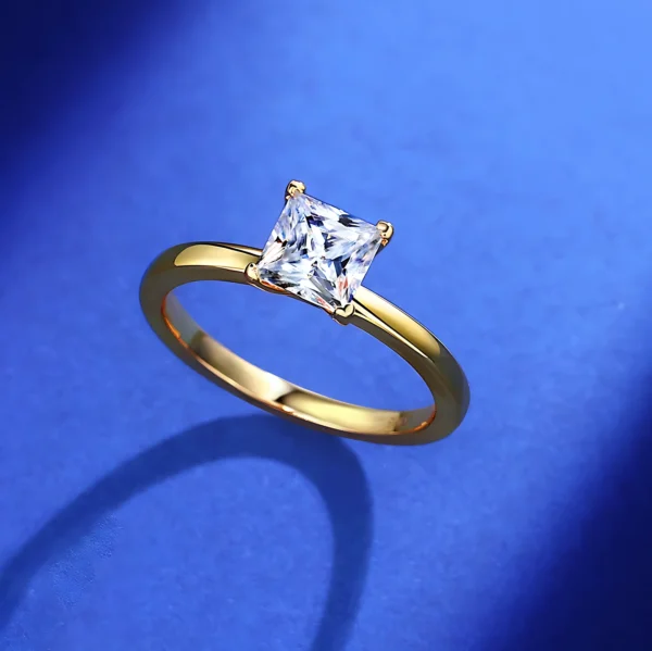 1.2 CTW Elegant Princess Cut Solitaire S925 Moissanite Ring for Women