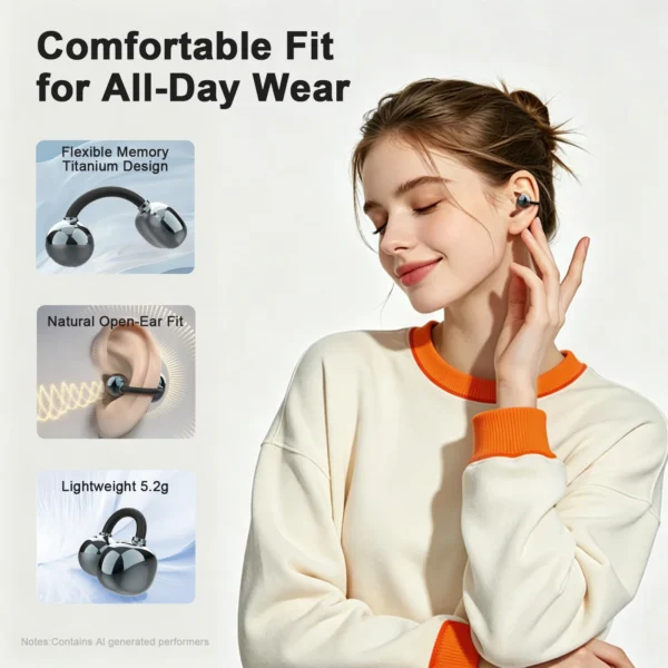 Original JUOVI TWS Open Ear Clip on Earbuds Bluetooth 6.0 Wireless Headphones IP54 Waterproof Sports Earphones Ready to Ship