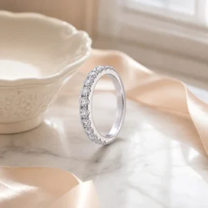 Wholesale S925 Sterling Silver Moissanite Half Eternity Semi Eternity Ring 11 Round Cut Shared Prong Bridal Gift