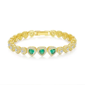 Gold Plated Chain Tennis Bracelet 14k CZ Zirconia Zircon Heart