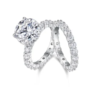 Round Cut 925 Sterling Silver Moissanite Ring