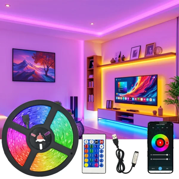 TV Reactive LED Lights RGB IC Music Sync Color Changing APP Remote Control TV LED Backlight with Camera