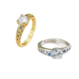 Simple Four Claw Monolithic Ring Elegant Sparkling
