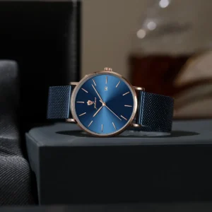 US Local Stock Gohuos 8829 Blue Mesh Steel Strap Fashion Men’s Quartz Watches Reloj Para Hombre Date Display Waterproof Watch