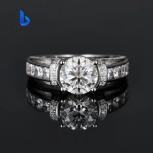 Luxury Dainty Designer 925 Sterling Silver Gold Plated 3CT VVS1 Round Brilliant Cut Moissanite Marriage Rings
