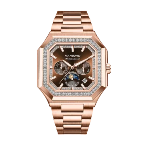HANBORO Men’s Watch-Fully Automatic Mechanical Watch Luminous Square Dial Stainless Steel 10ATM Water Resistance