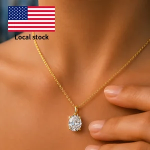 Rinntin Oval Moissanite Pendant Necklace