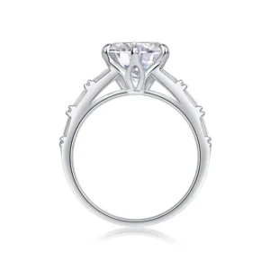 Original Price Fine Double Ring Silver Set Rings Round Brilliant Cut Moissanite Engagement Rings Emerald Cut Wedding Band