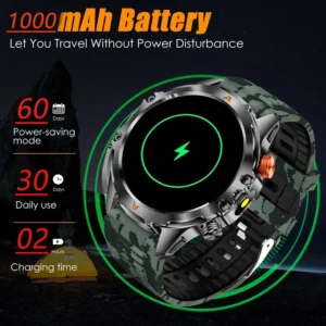 SENBONO V75 Smartwatch with Compass 1000mAh Large Battery Heart Rate Sleep Monitoring IP68 Waterproof Outdoor Smartwatch for Men