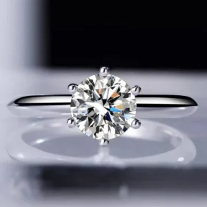 Romantic Six Claw Wedding Engagement Silver Moissanite Ring