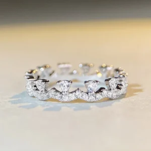 Princess Crown Lace Wave Ring for Women Elegant Stackable Fashion Finger Jewelry
