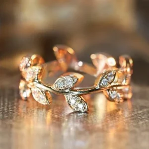 Vintage Copper Vine Leaf Branch Ring Classic Minimal Nature Inspired Wedding Engagement Women’s Statement Ring All Seasons