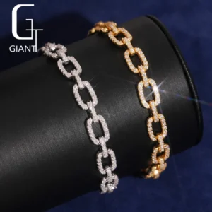 6.9mm Hip Hop Solid Silver Jewelry VVS Moissanite Bracelet
