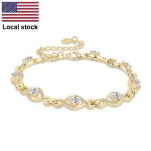Moissanite Silver 3x5mm 925 Bracelet