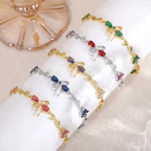 Fine Fashion Jewelry 18k Gold Plated Brass Bow Bracelet