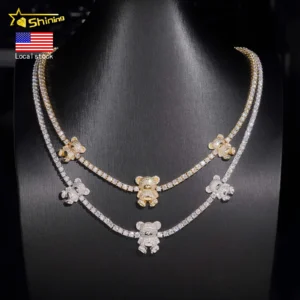 Bear Tennis Chain Hip Hop VVS Necklace