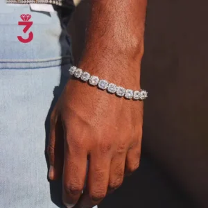 Octagon Iced Moissanite Chain 925 Silver Plated VVS Stones Bracelet