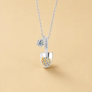 moissanite rocking horse necklace S925 silver pendant 0.5ct stone precision setting delicate craftsmanship fashion jewelry