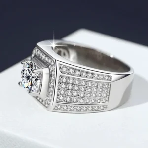 S925 Silver Women’s Ring 2 Carat Moissanite Classic European American Style Dominant Luxury for Wedding or Engagement