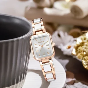 Square Quartz Watches Alloy Strap Alloy Pointer Stainless Steel Dial Perfect Gifts for Her