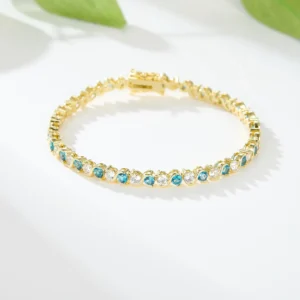 Gold Chain Bracelet Women's Link Cz