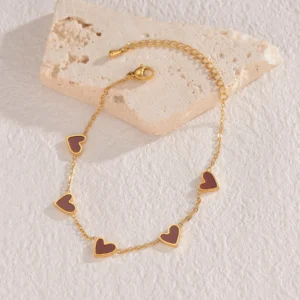 Stainless Steel Dripping Heart Bracelet Multi-Color
